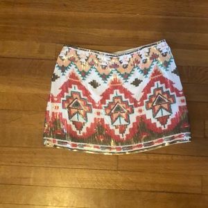 Aztec sequin mini skirt